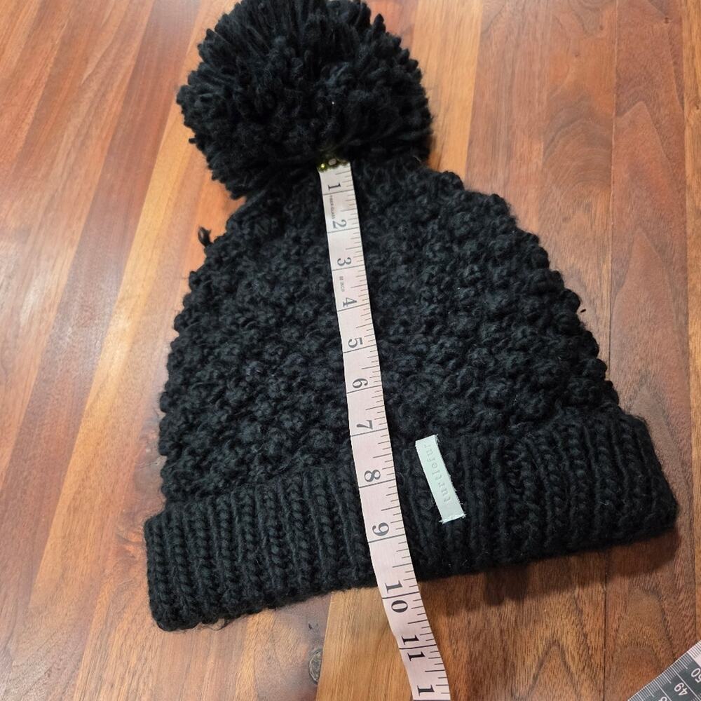 Turtle Fur Black Knit Pom-Pom Beanie Lined Size Adult - Picture 5 of 8